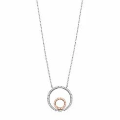 Wholesale 🥰 Unbranded Two Tone Sterling Silver Cubic Zirconia Circle Necklace 🧨