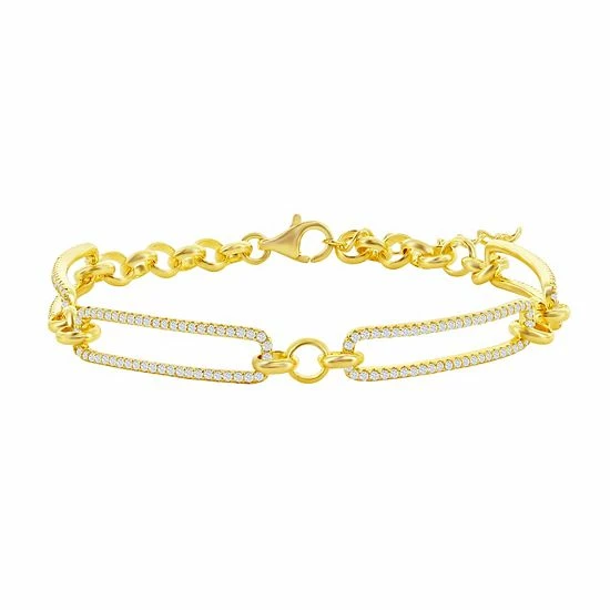 Coupon 😍 Unbranded Cubic Zirconia Paper Clip Bracelet Gold Tone ✨ - Image 4