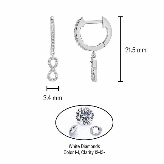 Best deal ๐ฅฐ Unbranded Sterling Silver 1/8 Carat T.W. Diamond Infinity Drop Earrings ๐ - Image 4