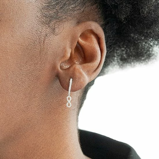 Best deal ๐ฅฐ Unbranded Sterling Silver 1/8 Carat T.W. Diamond Infinity Drop Earrings ๐ - Image 5