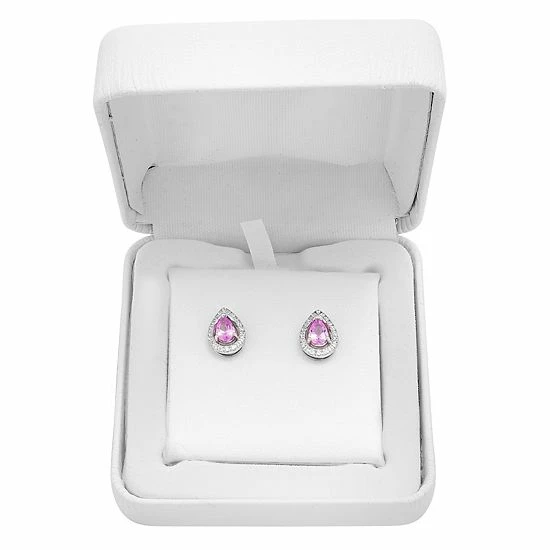 Cheapest ๐ Unbranded Sterling Silver Lab-Created Pink & White Sapphire Teardrop Earrings ๐ฅฐ - Image 2