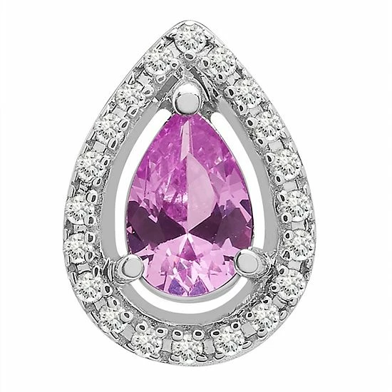 Cheapest ๐ Unbranded Sterling Silver Lab-Created Pink & White Sapphire Teardrop Earrings ๐ฅฐ - Image 3