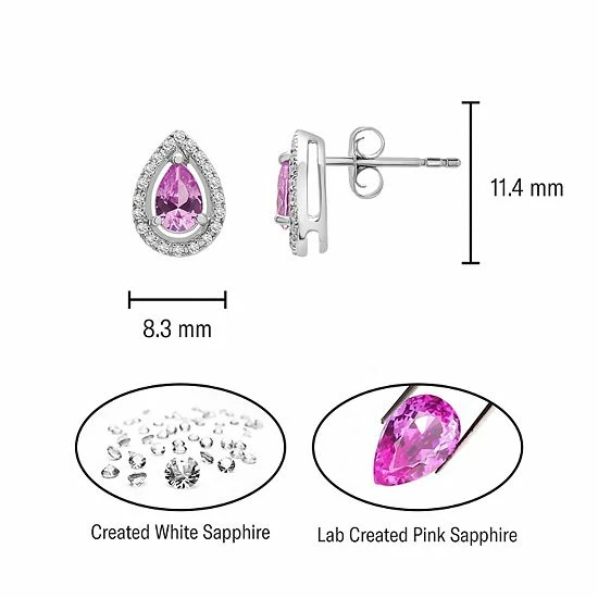 Cheapest ๐ Unbranded Sterling Silver Lab-Created Pink & White Sapphire Teardrop Earrings ๐ฅฐ - Image 5