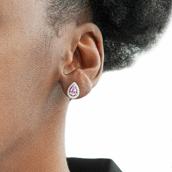 Cheapest ๐ Unbranded Sterling Silver Lab-Created Pink & White Sapphire Teardrop Earrings ๐ฅฐ - Image 6