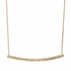 New 🔔 Unbranded 1/5 Carat T.W. Diamond 14k Gold Curved Bar Necklace 🎉