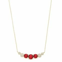 Best reviews of ⭐ Unbranded 14k Gold Over Silver Red & White Cubic Zirconia 7-Stone Necklace 🎉