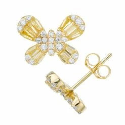 Wholesale 😀 Unbranded 14k Gold Over Silver Cubic Zirconia Butterfly Stud Earrings 🧨