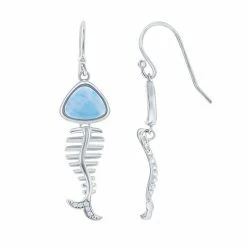 Wholesale ❤️ Unbranded Sterling Silver Larimar & Cubic Zirconia Fish Skeleton Earrings 😉