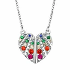 Best reviews of 😍 Unbranded Sterling Silver Rainbow Cubic Zirconia Heart Necklace 🔔