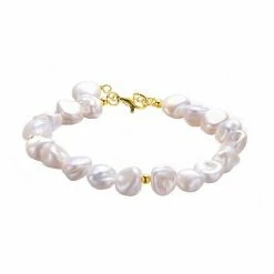 Wholesale 🎉 Unbranded 14k Gold Over Sterling Silver Freshwater Cultured Pearl Bracelet ⭐