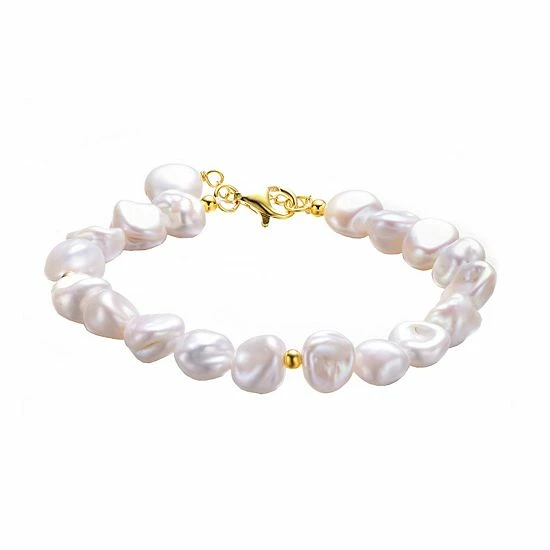 Wholesale 🎉 Unbranded 14k Gold Over Sterling Silver Freshwater Cultured Pearl Bracelet ⭐