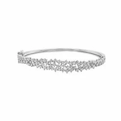 Best Pirce ✨ Unbranded Sterling Silver Cubic Zirconia Cluster Bangle Bracelet 👏