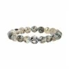 Budget 🎉 Unbranded Men's Lab-Created Agate Bead With Sterling Silver Buddha Bead Stretch Bracelet 🔔