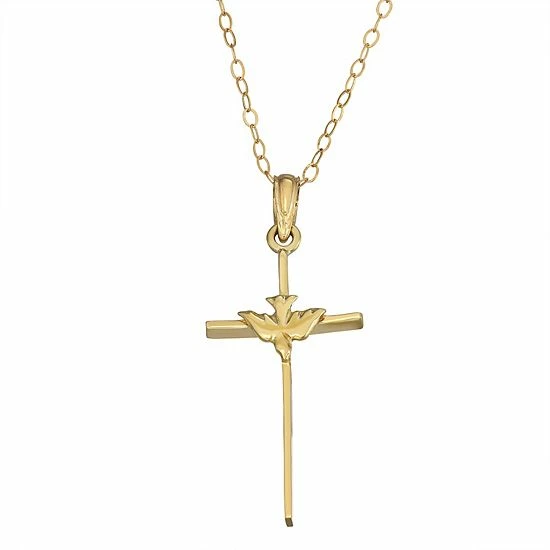 Best Sale ๐ Unbranded 10k Gold Dove Cross Pendant Necklace ๐