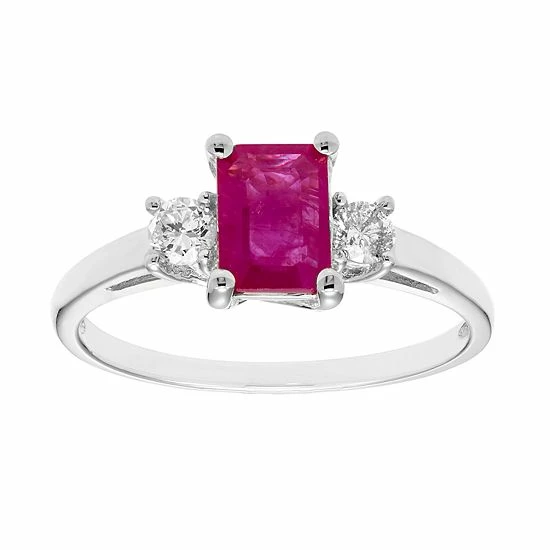 Cheapest ๐ Unbranded The Regal Collection 14k Gold Ruby & 1/5 Carat T.W. IGL Certified Diamond 3-Stone Ring White ๐คฉ - Image 3