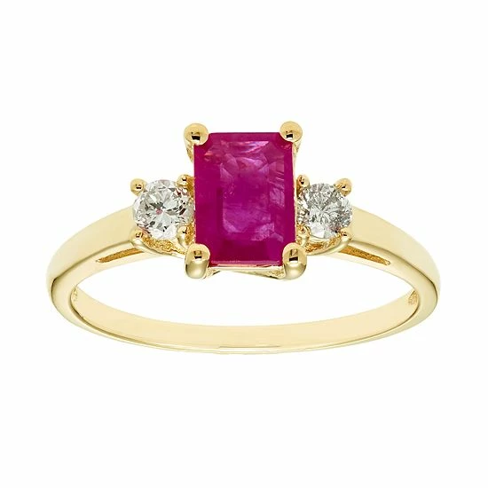 Cheapest ๐ Unbranded The Regal Collection 14k Gold Ruby & 1/5 Carat T.W. IGL Certified Diamond 3-Stone Ring White ๐คฉ - Image 4