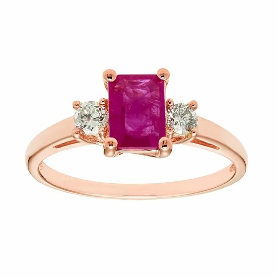 Cheapest ๐ Unbranded The Regal Collection 14k Gold Ruby & 1/5 Carat T.W. IGL Certified Diamond 3-Stone Ring White ๐คฉ - Image 5