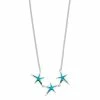 Outlet ⭐ Unbranded Sterling Silver Lab-Created Blue Opal Starfish Necklace 🎉