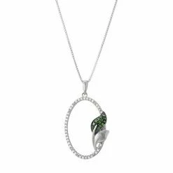 Cheap 🎁 Unbranded Sterling Silver 1/5 Carat T.W. Diamond Oval Leaf Pendant Necklace 😉