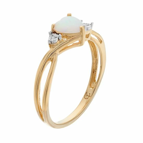 Cheapest 🛒 Unbranded 10k Gold Lab-Created Opal & Diamond Accent Swirl Heart Ring ⭐ - Image 2