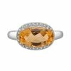 Promo 🛒 Unbranded Sterling Silver Diamond Accent & Citrine Oval Halo Ring 🎁