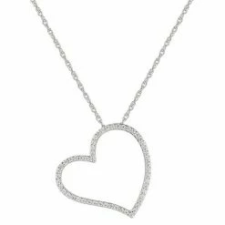 Best Sale 🤩 Unbranded Sterling Silver Cubic Zirconia Open Heart Pendant Necklace 🌟