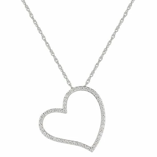 Best Sale 🤩 Unbranded Sterling Silver Cubic Zirconia Open Heart Pendant Necklace 🌟