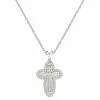 Coupon 🤩 Unbranded Sterling Silver Cubic Zirconia Cross Pendant Necklace 🛒