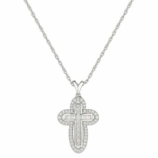 Coupon ๐คฉ Unbranded Sterling Silver Cubic Zirconia Cross Pendant Necklace ๐