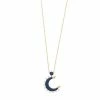 Deals 🛒 Unbranded 14k Gold Over Silver Blue & Clear Cubic Zirconia Moon Charm Necklace 🛒