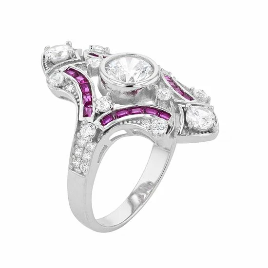 Wholesale โ Unbranded Sterling Silver Pink & Clear Cubic Zirconia Cocktail Ring ๐ - Image 2