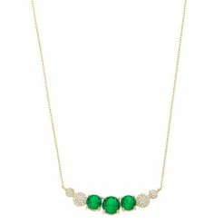 New 😍 Unbranded 14k Gold Over Silver Green & White Cubic Zirconia 7-Stone Necklace 👍