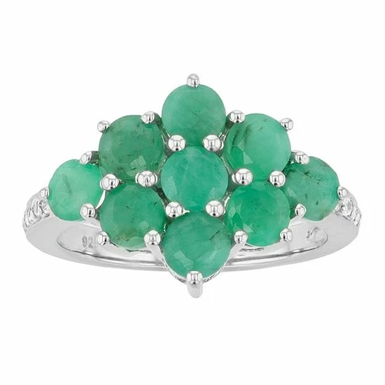 Wholesale 🔔 Unbranded Sterling Silver Emerald & White Zircon Pyramid Ring ⌛