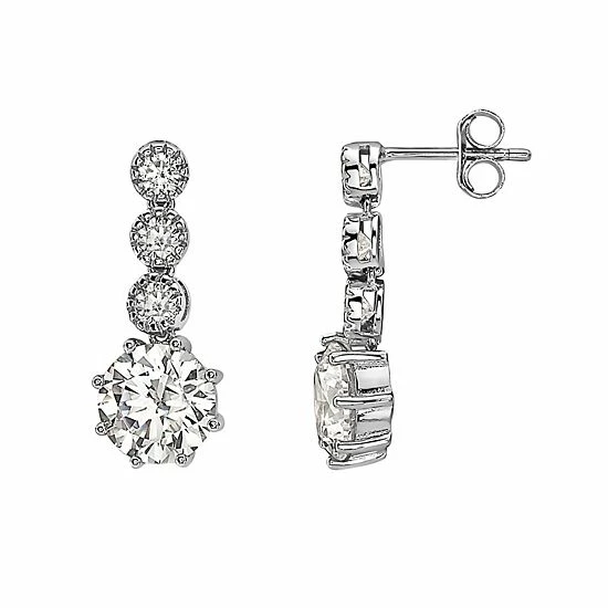 Flash Sale ๐ Unbranded Sterling Silver Round Cubic Zirconia Tier Drop Earrings ๐