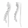 Flash Sale ✔️ Unbranded 10k White Gold Diamond Accent Ear Climber French Wire Earrings 💯
