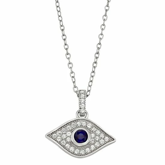 Cheapest 🎉 Unbranded Sterling Silver Lab-Created Blue & White Sapphire Pendant Necklace 😀