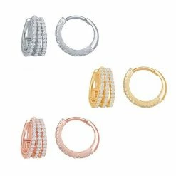 Best deal 🎁 Unbranded 3-pair Tri-Color CZ Hoop Earrings 🧨