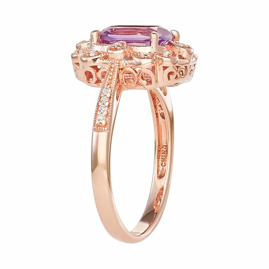 Hot Sale ⌛ Unbranded 14k Rose Gold Over Silver Amethyst Frame Ring 💯 - Image 2