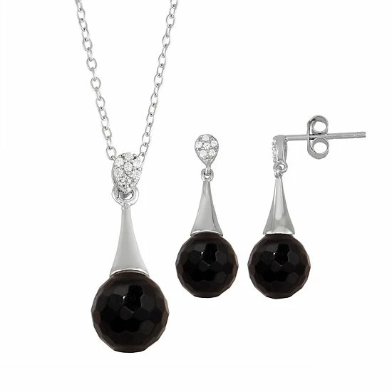 Promo ๐ฅฐ Unbranded Onyx Cubic Zirconia 2-piece Pendant Necklace & Earring Set Black Onyx ๐ - Image 2