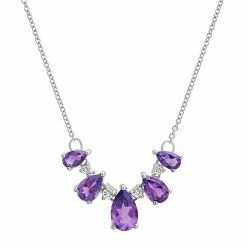 Outlet 🔥 Unbranded Sterling Silver Amethyst & Lab-Created White Sapphire Necklace ❤️