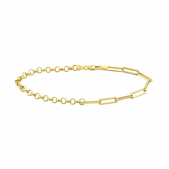 Discount 🥰 Unbranded 14k Gold Paper Clip & Rolo Chain Bracelet 💯
