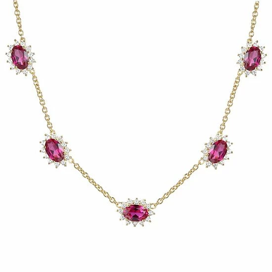 Best Pirce ๐ Unbranded 14k Gold Over Silver Lab-Created Ruby & White Sapphire Necklace ๐