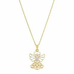 Discount ⌛ Unbranded 10k Gold Filigree Angel Pendant Necklace ⭐