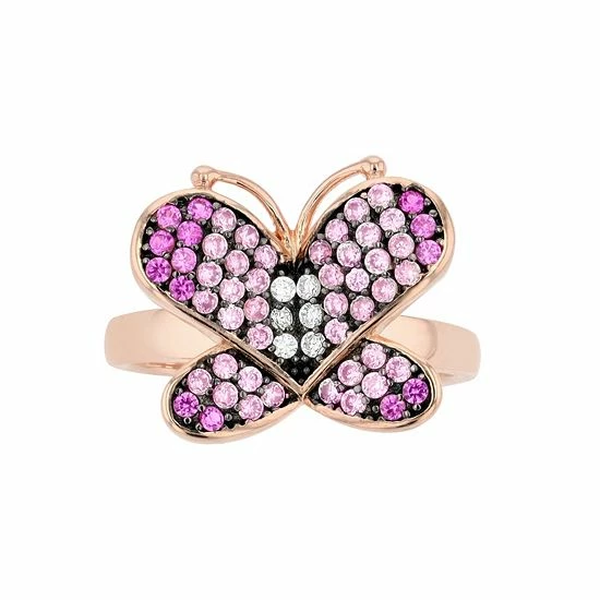 Cheapest 🔥 Unbranded 18k Rose Gold Over Silver Cubic Zirconia Butterfly Ring 🌟