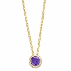 Budget 😍 Unbranded Pure Gem Collection 10k Gold Lab-Created Amethyst Bezel Pendant Necklace 🛒