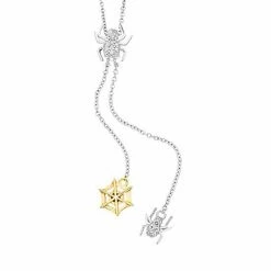 Best Pirce 🤩 Unbranded Two Tone Sterling Silver Diamond Accent Spider & Web Pendant Necklace 💯