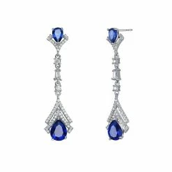 Wholesale 🤩 Unbranded Sterling Silver Blue Cubic Zirconia Drop Earrings 👏