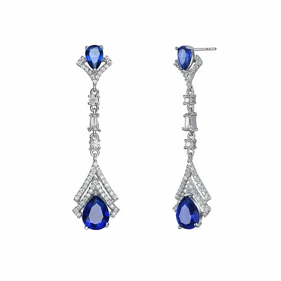 Wholesale 🤩 Unbranded Sterling Silver Blue Cubic Zirconia Drop Earrings 👏