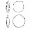 Coupon 👏 Unbranded Sterling Silver Square Tube & Twisted Hoop Earring Set 💯