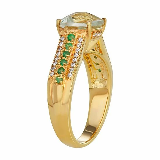 Wholesale 🎉 Unbranded 18K Gold Over Sterling Silver Green Quartz Lab-Created Emerald & White Sapphire Ring ✨ - Image 2